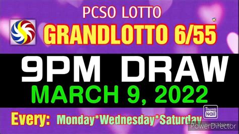lotto result march 9 2022|Grand Lotto 6/55 March 9, 2022 (Wednesday) Result.